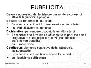 CONFESSIONE
Dichiarazione di una parte sulla
verità di fatti a sé sfavorevoli e
favorevoli alla controparte
Esempio di prova legale
Requisito: capacità di disporre del
diritto a cui si riferiscono i fatti
G.Pedrazzi-Unibs

v1.6/32

18

 