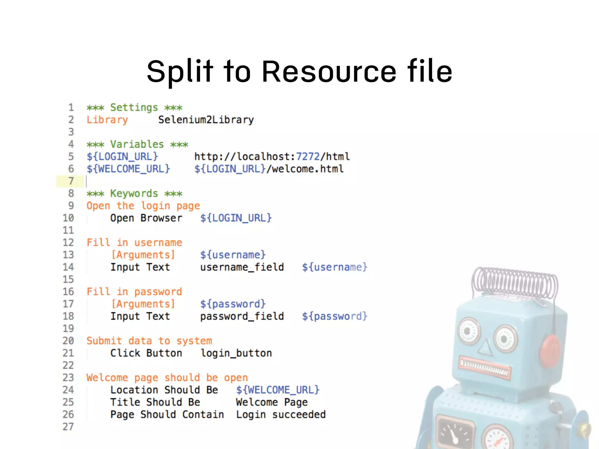 Split to Resource file