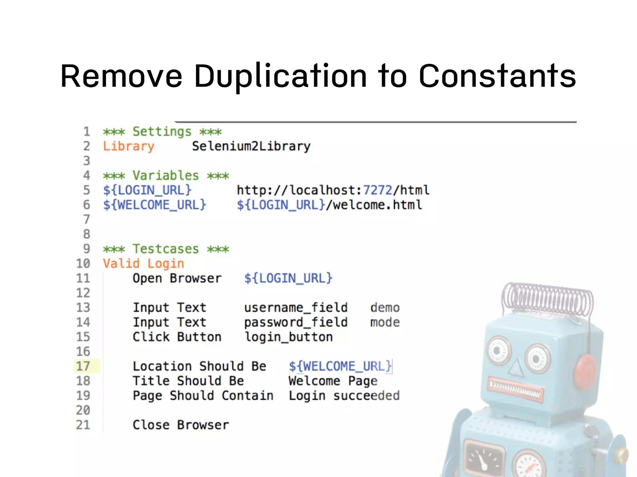 Remove Duplication to Constants