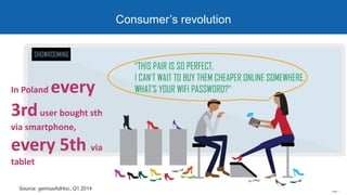 Consumer’s revolution
In Poland every
3rduser bought sth
via smartphone,
every 5th via
tablet
Source: gemiusAdHoc, Q1 2014
 