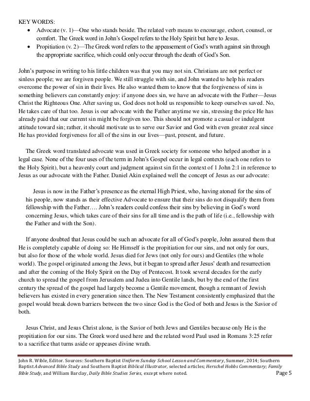 06 22 14 God Forgiving 1 John 1 2 Commentary