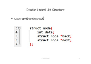 Double Linked List Structure
• Struct จะหน้าตาประมาณนี้
อ. กิตตินันท์ น้1อยมณี 10
 