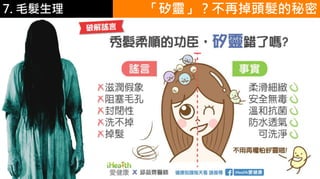 6.彩妝 與 皮膚 「矽靈」？不再掉頭髮的秘密7. 毛髮生理
 