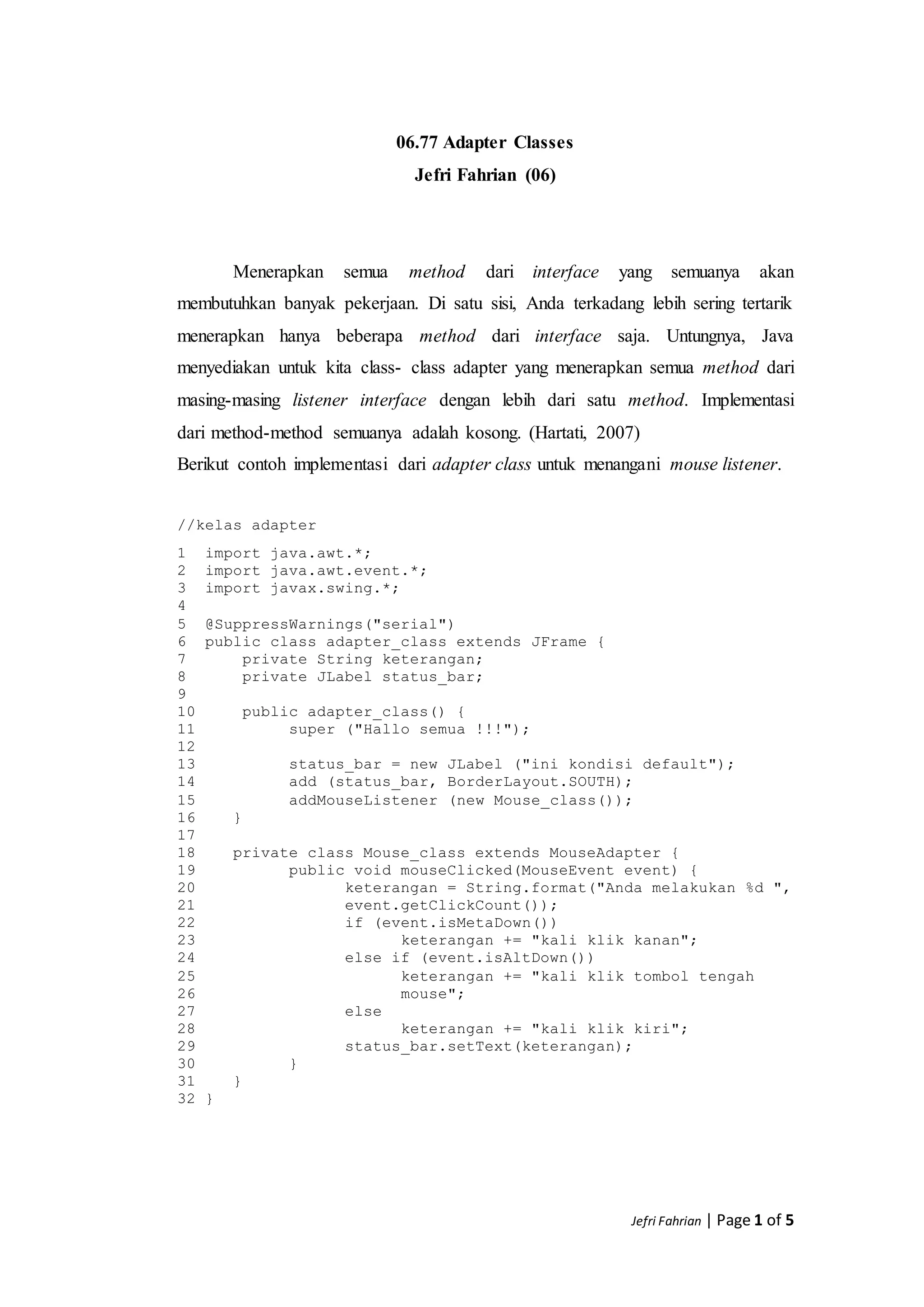 06.77 JAVA SE_adapter classes | PDF