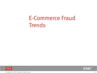 10© Copyright 2013 EMC Corporation. All rights reserved.
E-Commerce Fraud
Trends
 