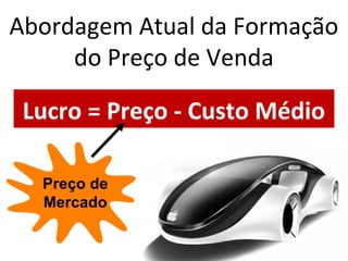 Abordagem Atual da Formação
do Preço de Venda
Lucro = Preço - Custo Médio
Preço de
Mercado
 