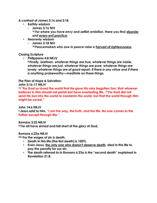 06-21-20, Proverb 3;21-35 and James 3;13-18, Two Types of Wisdom | PDF