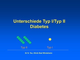 Dr S. Tex, Klinik Bad Windsheim
Unterschiede Typ I/Typ II
Diabetes
Typ II Typ I
 