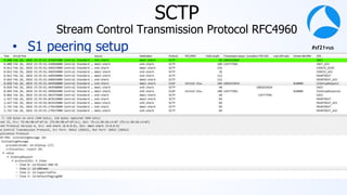 #sf21vus
SCTP
Stream Control Transmission Protocol RFC4960
• S1 peering setup
 