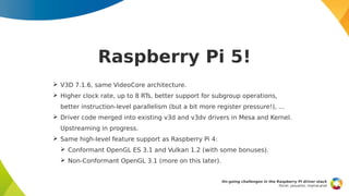 On-going challenges in the Raspberry Pi driver stack: OpenGL 3, Vulkan ...