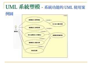 UML 系統塑模 - 系統功能的 UML 使用案例圖   