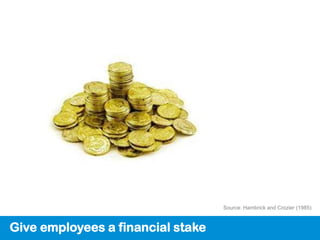 Source: Hambrick and Crozier (1985)



Give employees a financial stake
 