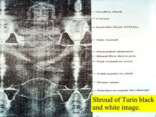 Shroud of Turin black and white image. 