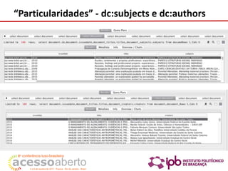 “Particularidades” - dc:subjects e dc:authors
 