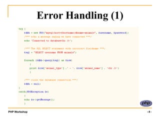 PHP Workshop ‹#›
Error Handling (1)
 