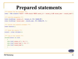 PHP Workshop ‹#›
Prepared statements
 