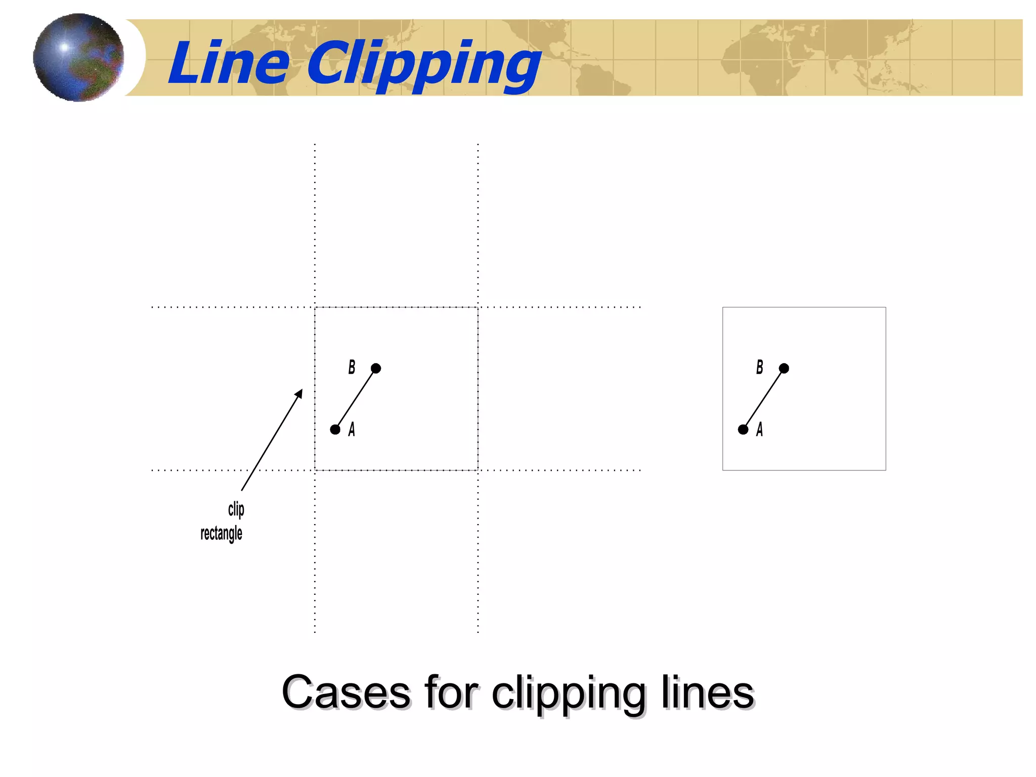 Line Clipping Cases for clipping lines 