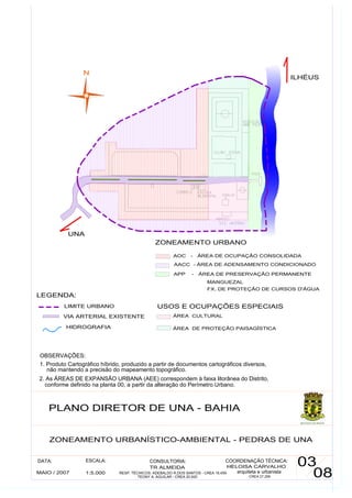 Plano Diretor de Una - Bahia - mapa 3 - pedras - zoneamento