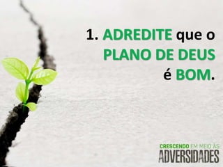 1. ADREDITE que o
PLANO DE DEUS
é BOM.
 