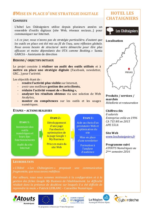 Fiche projet ATOUTS Numériques II - Hôtel les Châtaigniers ...