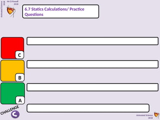 Animated
Science
2018
Mr D Powell
2018
Animated Science
2018
6.7 Statics Calculations/ Practice
Questions
C
CHALLENGE
A
B
 