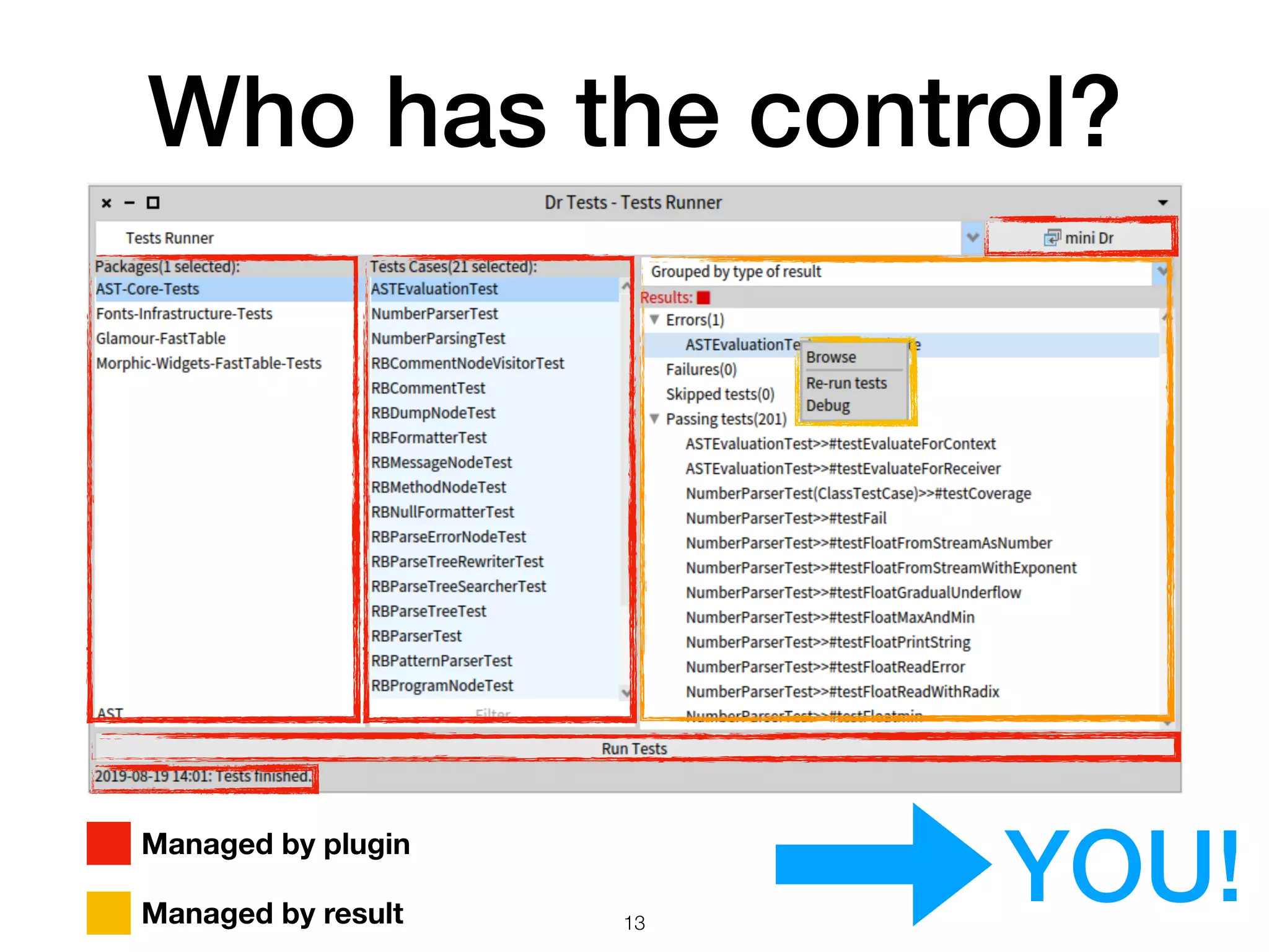 Who has the control?
2
Managed by plugin
Managed by result
YOU!!13
 