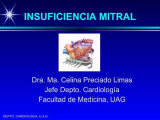 INSUFICIENCIA MITRAL Dra. Ma. Celina Preciado Limas Jefe Depto. Cardiología Facultad de Medicina, UAG 