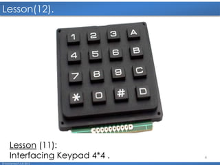 4
Lesson(12).
© Mohamed F.A.B 2015
Lesson (11):
Interfacing Keypad 4*4 .
 