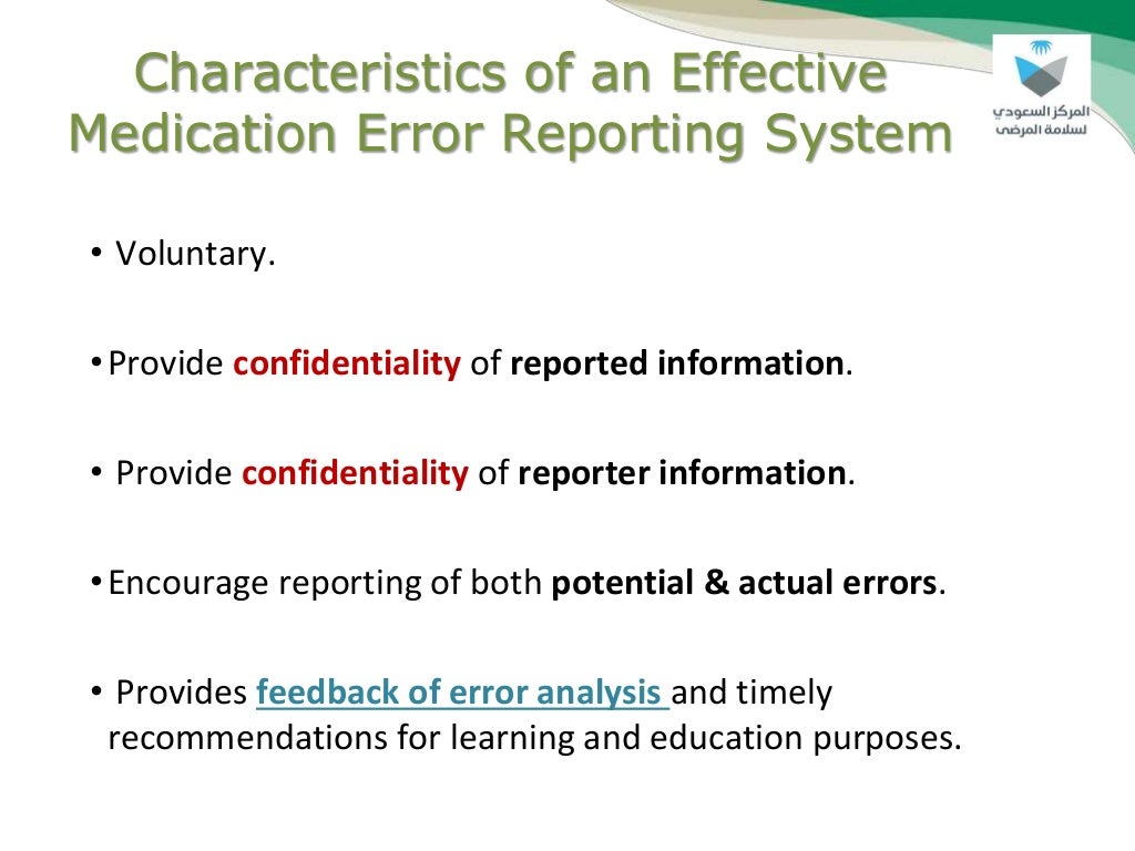 Medication Error Reporting