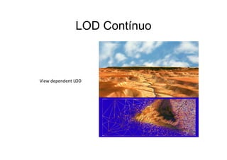 LOD ContínuoLOD Contínuo
Vi d d t LODView dependent LOD
 
