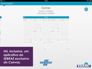 Há, inclusive, um
aplicativo do
SEBRAE exclusivo
do Canvas.
 