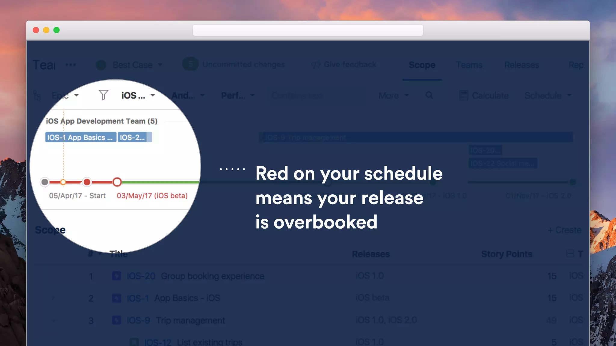 Red on your schedule
means your release  
is overbooked
 