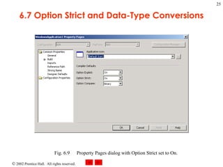 6.7 Option Strict and Data-Type Conversions Fig. 6.9 Property Pages dialog with Option Strict set to On. 