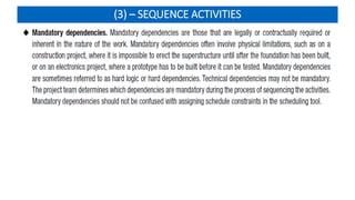 (3) – SEQUENCE ACTIVITIES
 
