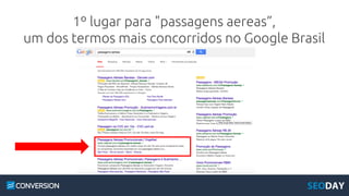 1º lugar para "passagens aereas”,
um dos termos mais concorridos no Google Brasil
 