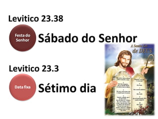 Sábado do Senhor
Levitico 23.38
Sétimo dia
Levitico 23.3
 