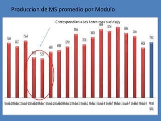 Produccion de MS promedio por Modulo
               Correspondían a los Lotes mas sucios
 