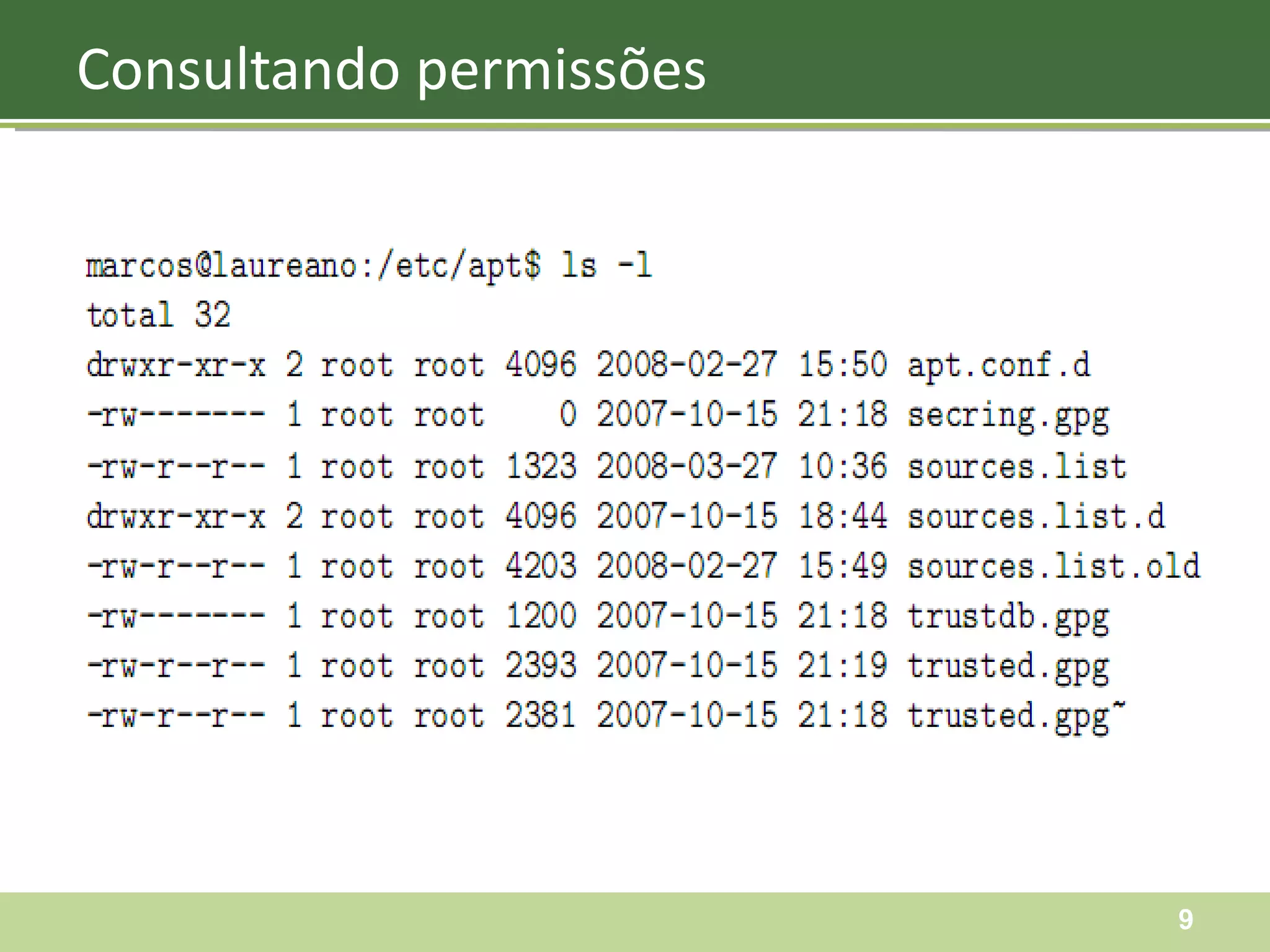 Consultando permissões 