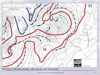 ENVI 1400 : Meteorology and Forecasting 16
SLP (mb) & 1000-500 thickness : 48hr forecast valid 0000 040922
 