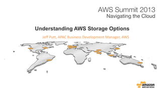 Understanding AWS Storage Options
Jeff Putt, APAC Business Development Manager, AWS
 