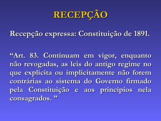 Unidade V - Direito Constitucional Intertemporal