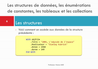 06 visual basic .net - les structures de donnees, les enumerations de ...