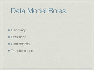 Data Model Roles

Discovery

Evaluation

Data Access

Transformation
 