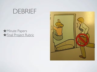DEBRIEF

Minute Papers
Final Project Rubric
 