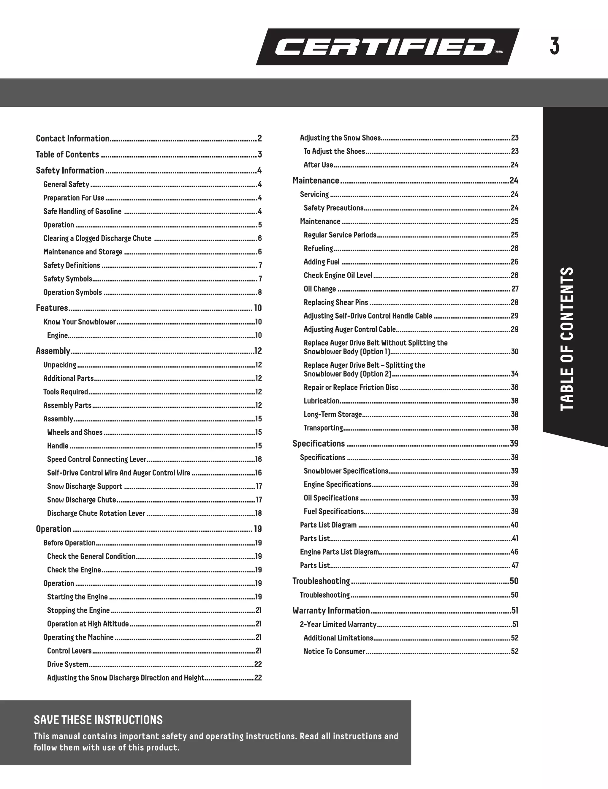 Certified model 060 3732-6 instruction manual en | PDF