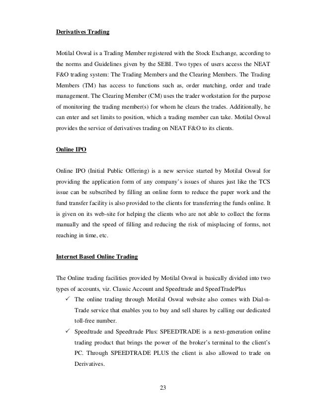Motilal oswal online trading system