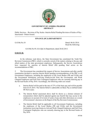 Interim Relief to State Government Employees