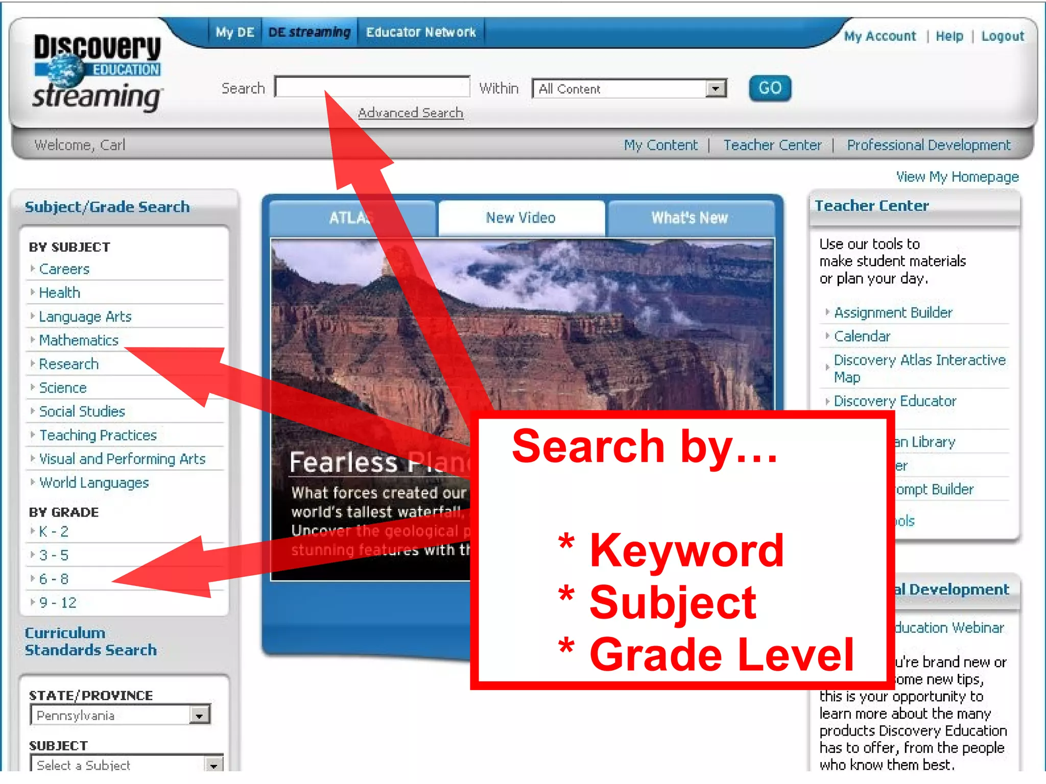 Search by… * Keyword * Subject * Grade Level 