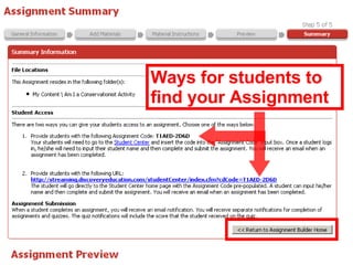 Ways for students to find your Assignment 