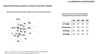 L’expansió dels espais exclusius i excloents a Barcelona i Madrid
Proporció de persones (25-49 anys) arribades als barris ...